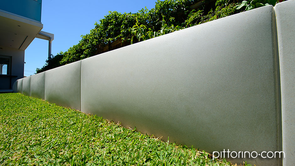 sculpted concrete retaining wall - pillow shape, Sydney, Australia