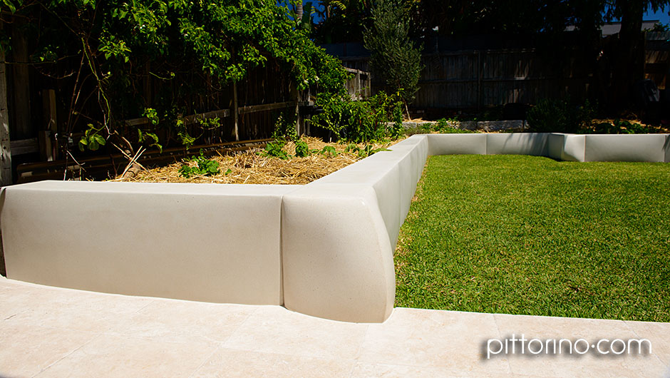 sculpted concrete retaining wall - pillow shape, Sydney, Australia