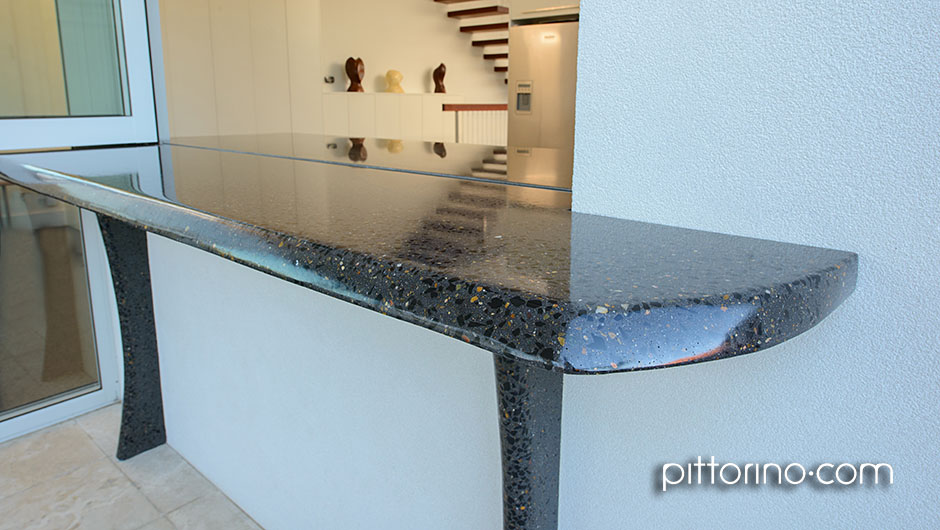 fully exposed & sculpted internal & external concrete benchtops, Sydney, Australia