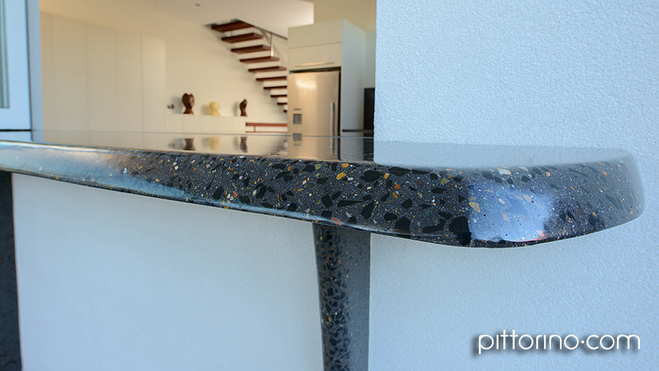 fully exposed & sculpted external concrete benchtop, Sydney, Australia